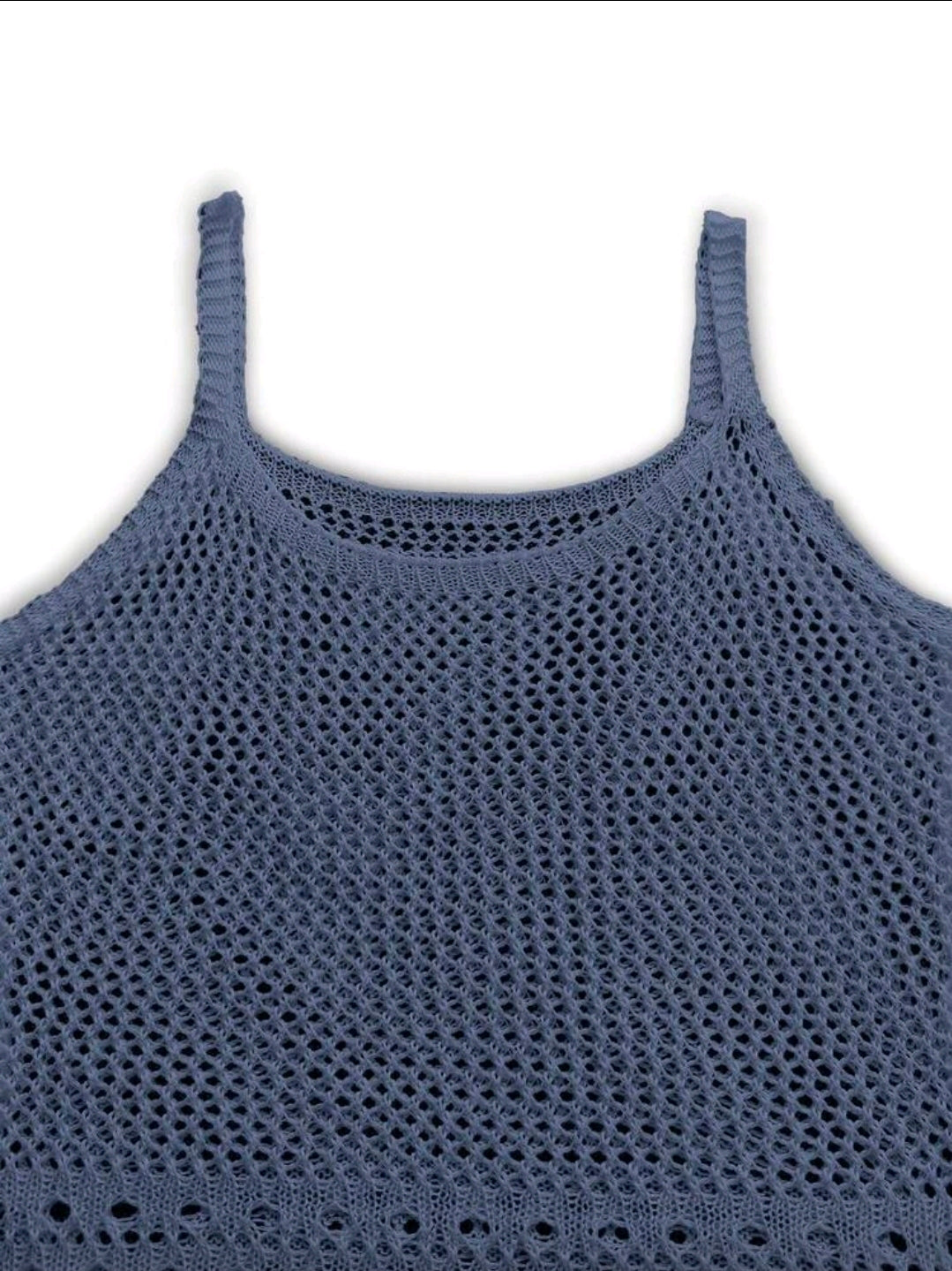 Vestido azul marino de verano de crochet sin mangas (salida de baño)
