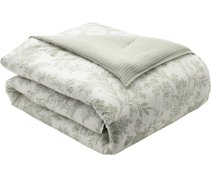 Laura Ashley Home Natalie Sage Cotton Duvet Cover Set 3 Piezas, Verde, King