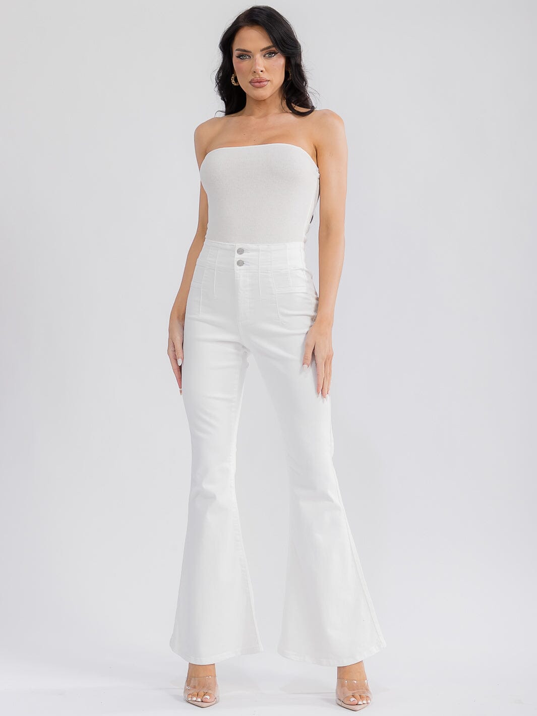 Pantalon Jean Blanco Acampanado
