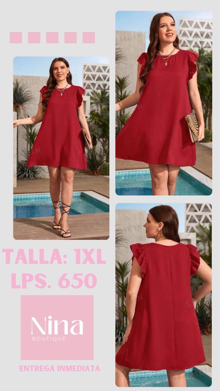 Vestido rojo corto y holgado