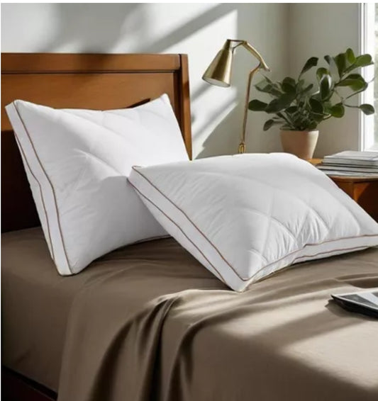 Peace Nest Goose Feather Down Pillow White Quilted Cotton Cover, 1 Almohada