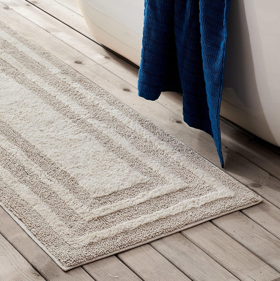 Eddie Bauer Logan Bathroom Rug Runner Cotton 60" x 22", 1 Alfombra de Baño, Gris