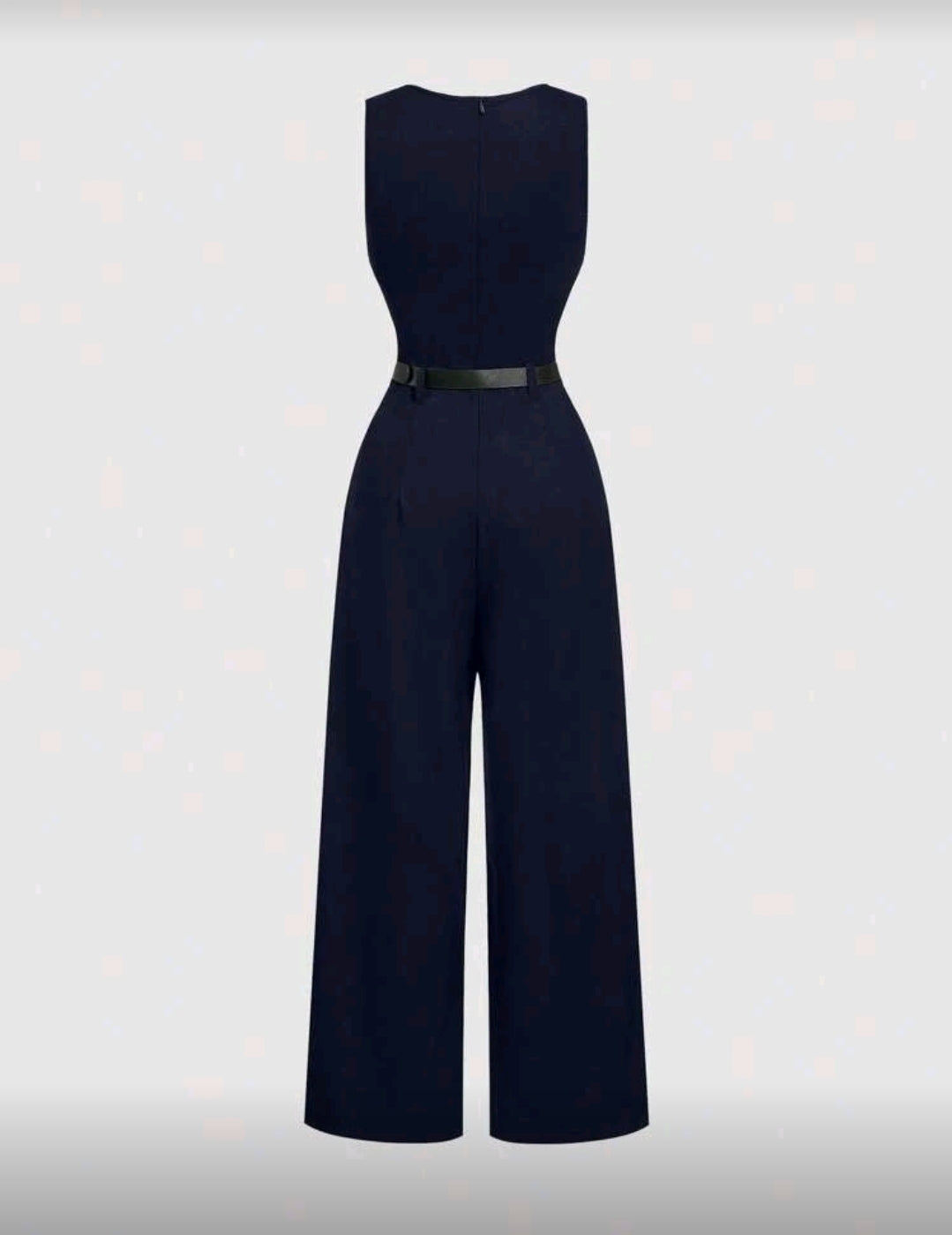 Jumpsuit azul de pierna ancha con pliegues