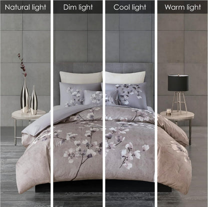 Natori Sakura Cotton Comforter Reversible Solid Cherry-Blossom, Queen, Lila