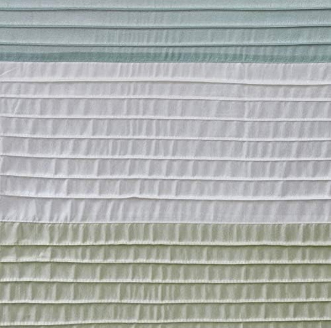 Madison Park Amherst Bathroom Shower Curtain Faux Silk Pieced Striped Modern Microfiber Bath Curtains, 72"x72", Verde, 1 Cortina de Baño