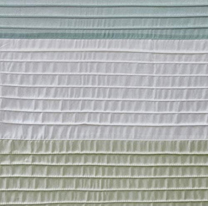Madison Park Amherst Bathroom Shower Curtain Faux Silk Pieced Striped Modern Microfiber Bath Curtains, 72"x72", Verde, 1 Cortina de Baño