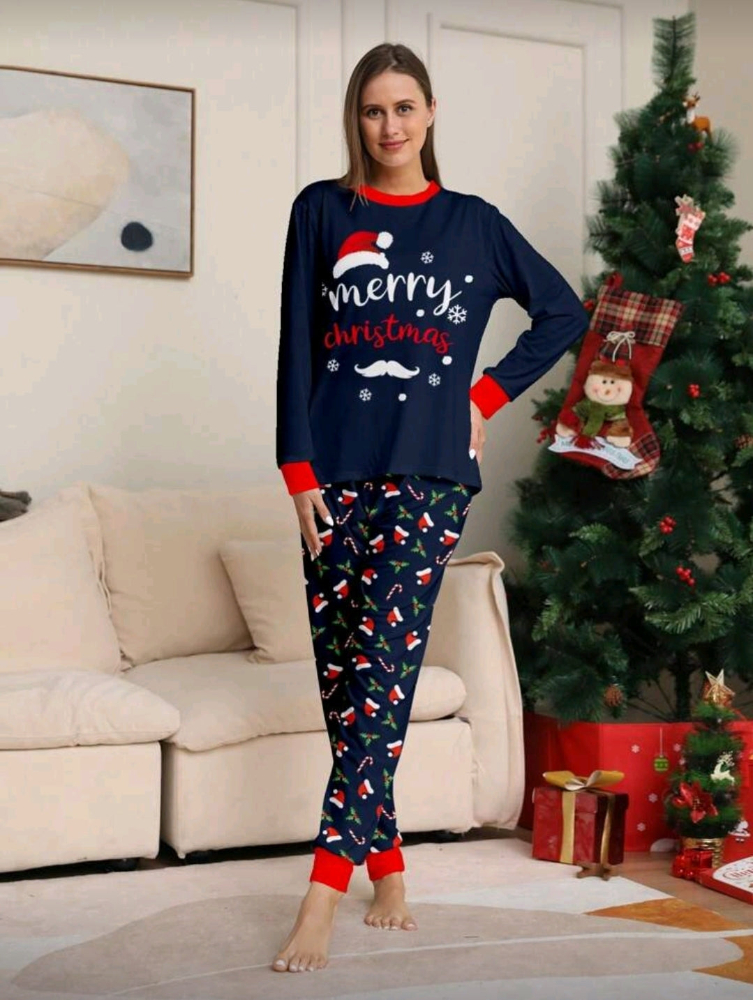 Set de Pijama azul con diseño "Merry Christmas"