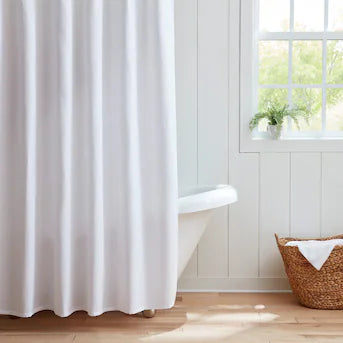 1 Cortina de Baño Blanca Allen + Roth 72.0-in W x 72-in L White Solid Polyester Shower curtain