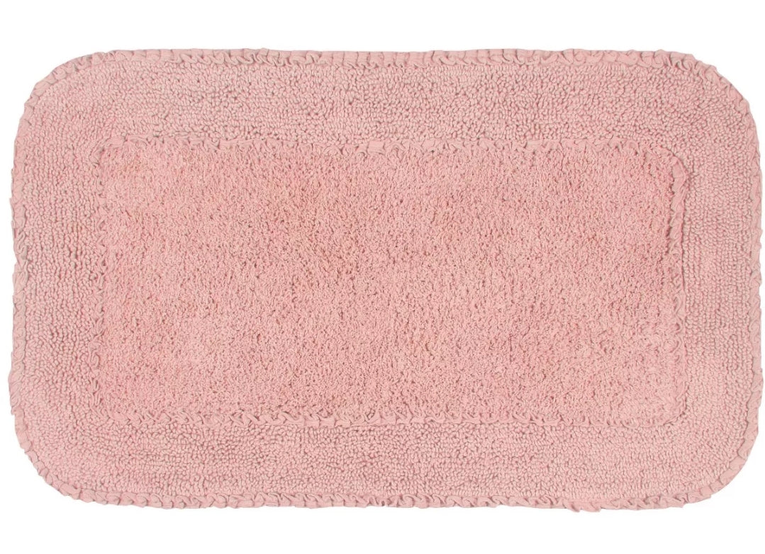 Home Weavers - Radiant Collection Cotton Ruffle Pattern Tufted Bath Rug - 1 alfombra rosada