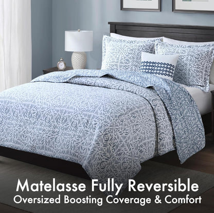 Madison Park Quilt Set Metelasse Reversible Coverlet Set Size, Soft Summer Quilt, All Season, King/Cal King, Azul, 4 Piezas