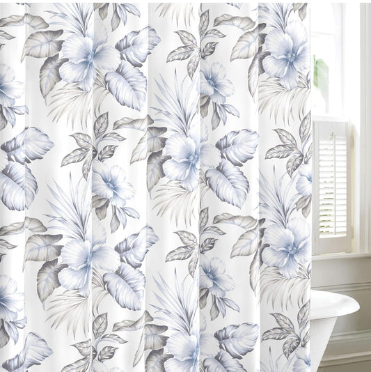 Tommy Bahama - Fabric Shower Curtain, Tropical Lightweight Style, Hook Holes Top (Casablanca Garden Grey, 72" x 72")