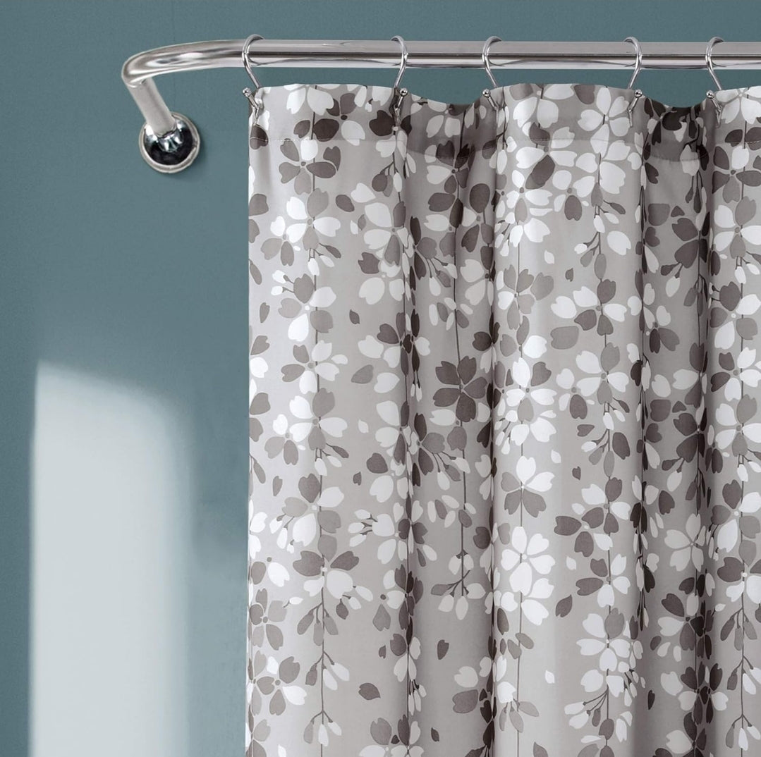 Lush Decor Weeping Flower Shower Curtain, 72" x72", 1 Cortina de Baño Gris