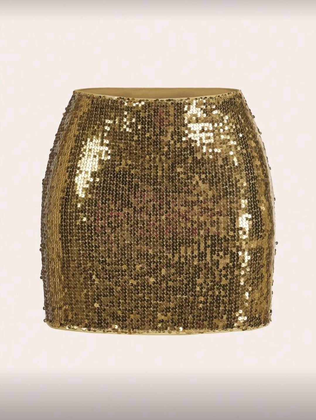 Minifalda Dorada Ajustada de Lentejuelas