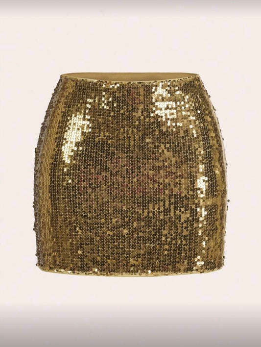 Minifalda Dorada Ajustada de Lentejuelas
