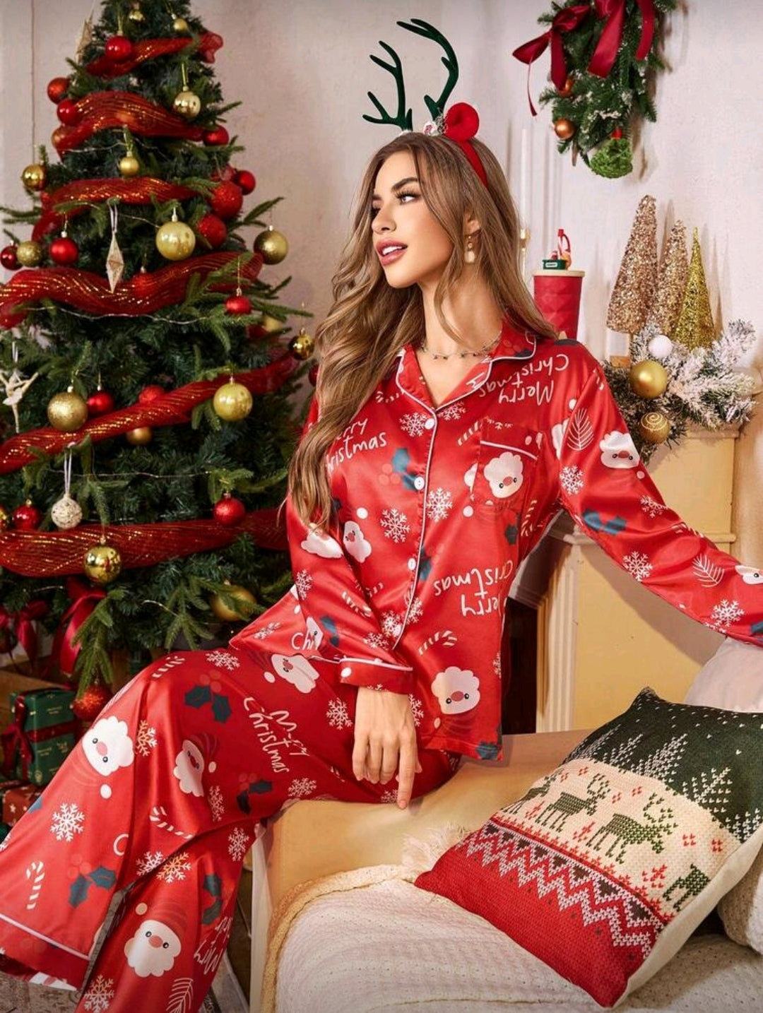 Set de Pijama Roja Navideña