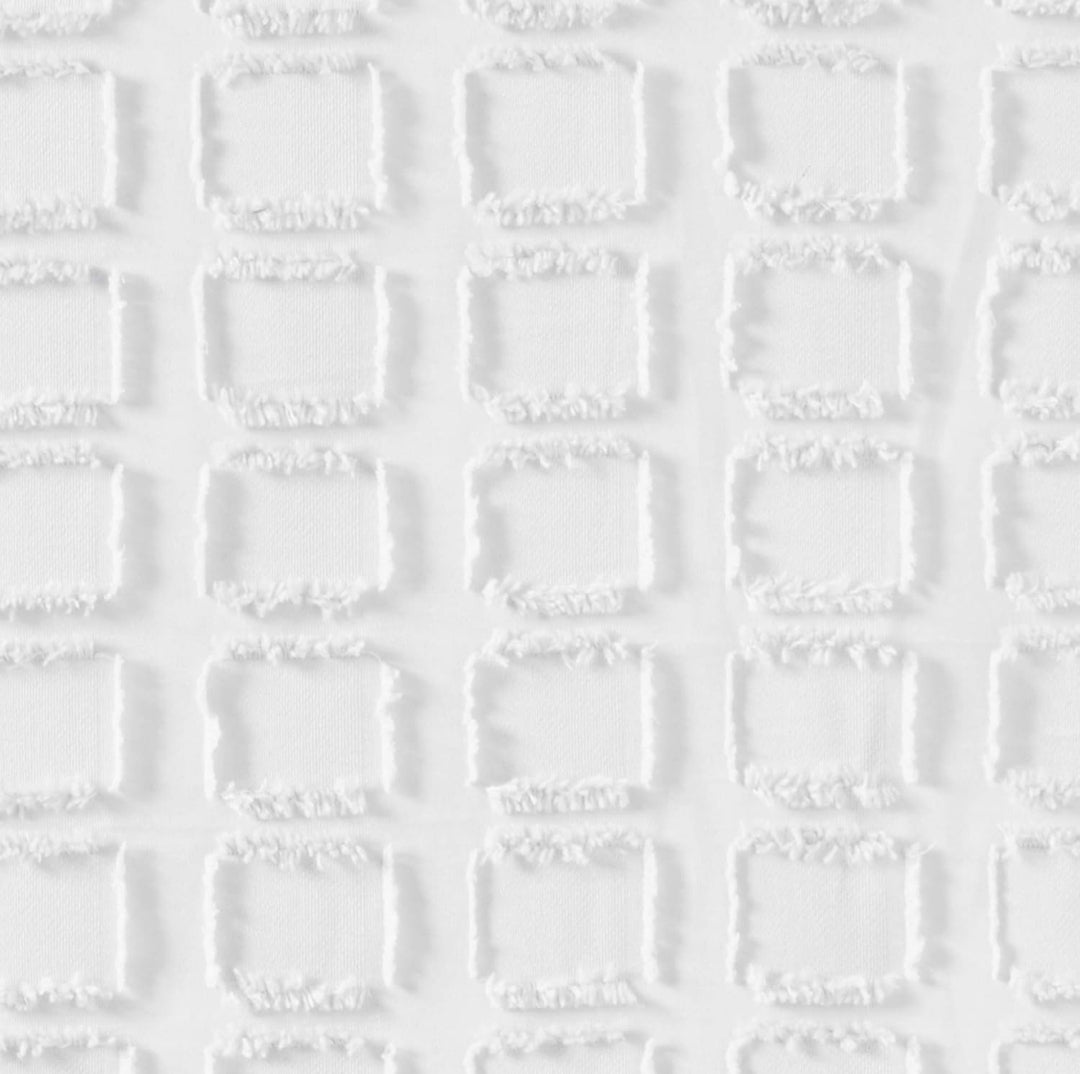 Madison Park Metro Bathroom Shower, Textured Woven Clipped Design Modern Mid-Century Privacy Bath Fabric Curtains, 72"x72", Blanco, 1 Cortina de Baño