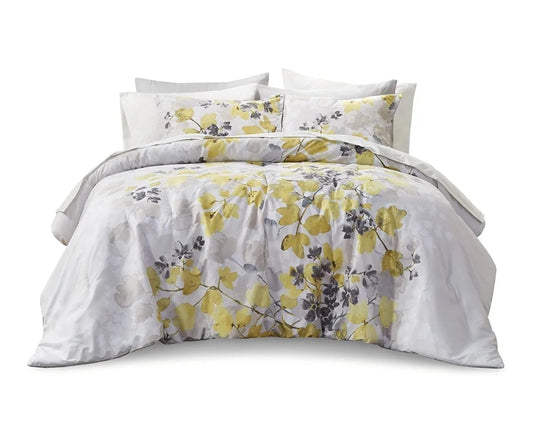 Madison Park Comfort Spaces Bed in A Bag-Trendy Casual Design Cozy Comforter with Complete Sheet Set with Side Pocket, All Season Cover, Matching Shams, Amarillo, 9 Piezas, King