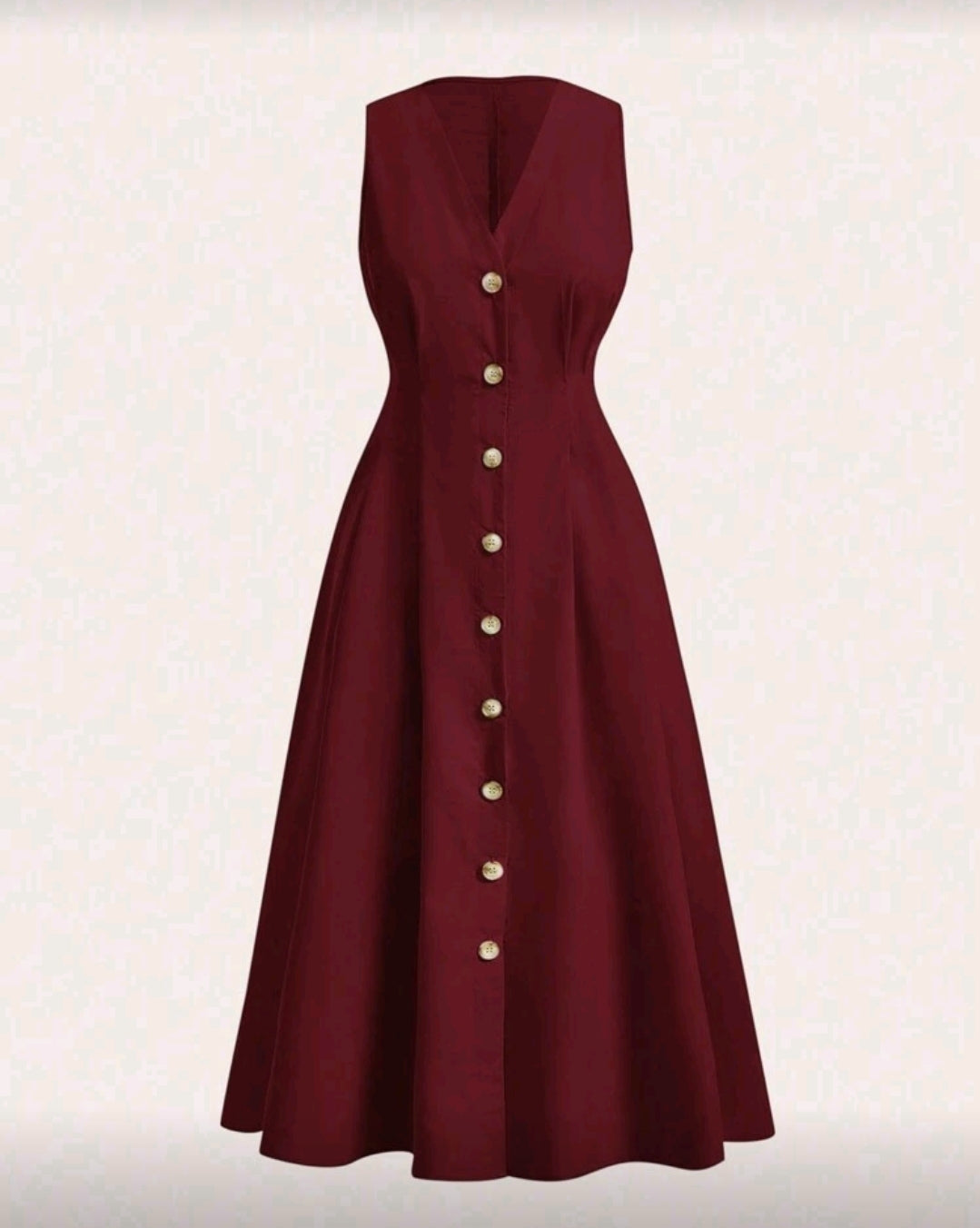Vestido rojo elegante con cuello en V