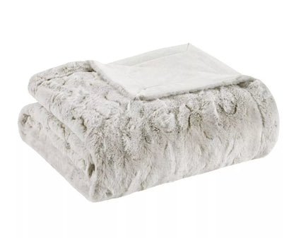 Madison Park 60"x70" Oversized Marselle Faux Fur, 1 Throw Blanket, Blanco, Estandar