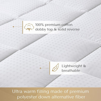 CROSCILL Queen Comforter Soft Cotton Dobby Top Design Solid Reverse, Blanco, 1 edredón