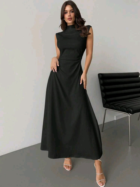 Vestido Maxi negro plisado