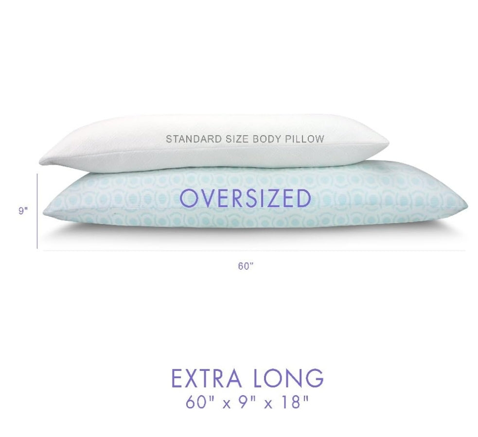 Almohada extra grande para embarazadas LOFTWORKS, Big and Soft Extra Long Memory Foam Body Maternity Pregnancy Pillow, 18" W x 60" L, Azul Claro