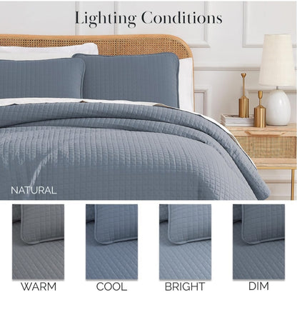 Southshore- Fine Linens, Inc. Oversized Quilt Set Soft Microfiber, 3 Piezas, Gris Oscuro, Queen