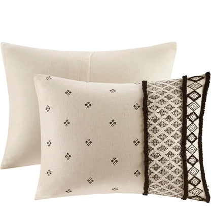 INK+IVY Marta Linen/Cotton Comforter Set King/Cal King Natural 3 Piezas, Beige/Black