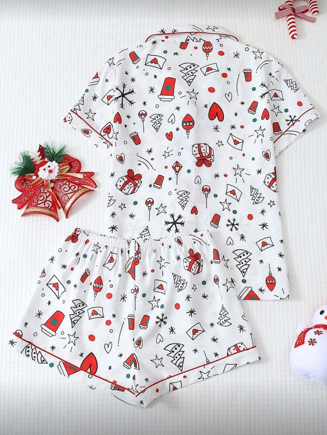 Conjunto de Pijama Navideña Blanca para mujer