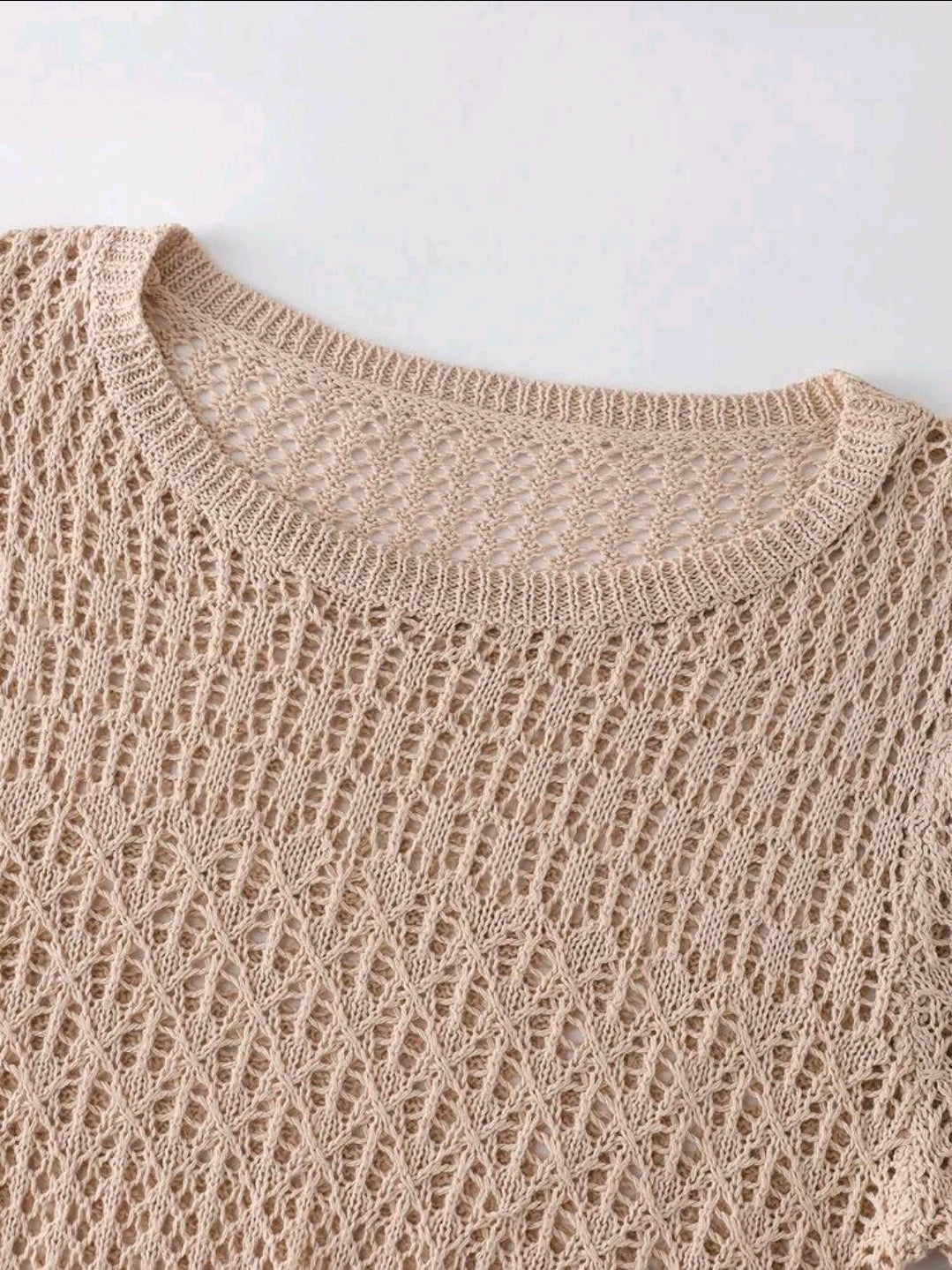 Vestido beige de verano de crochet (salida de baño)