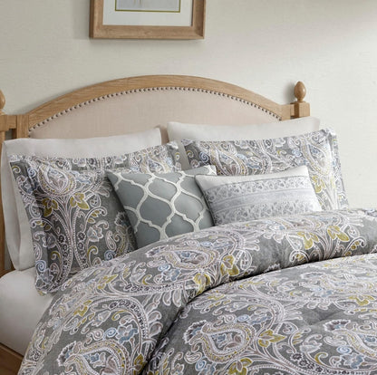 Harbor House Cozy Cotton Comforter Set - Classic Modern Design, All Season Down Alternative Casual, 6 Piezas, Verde, King