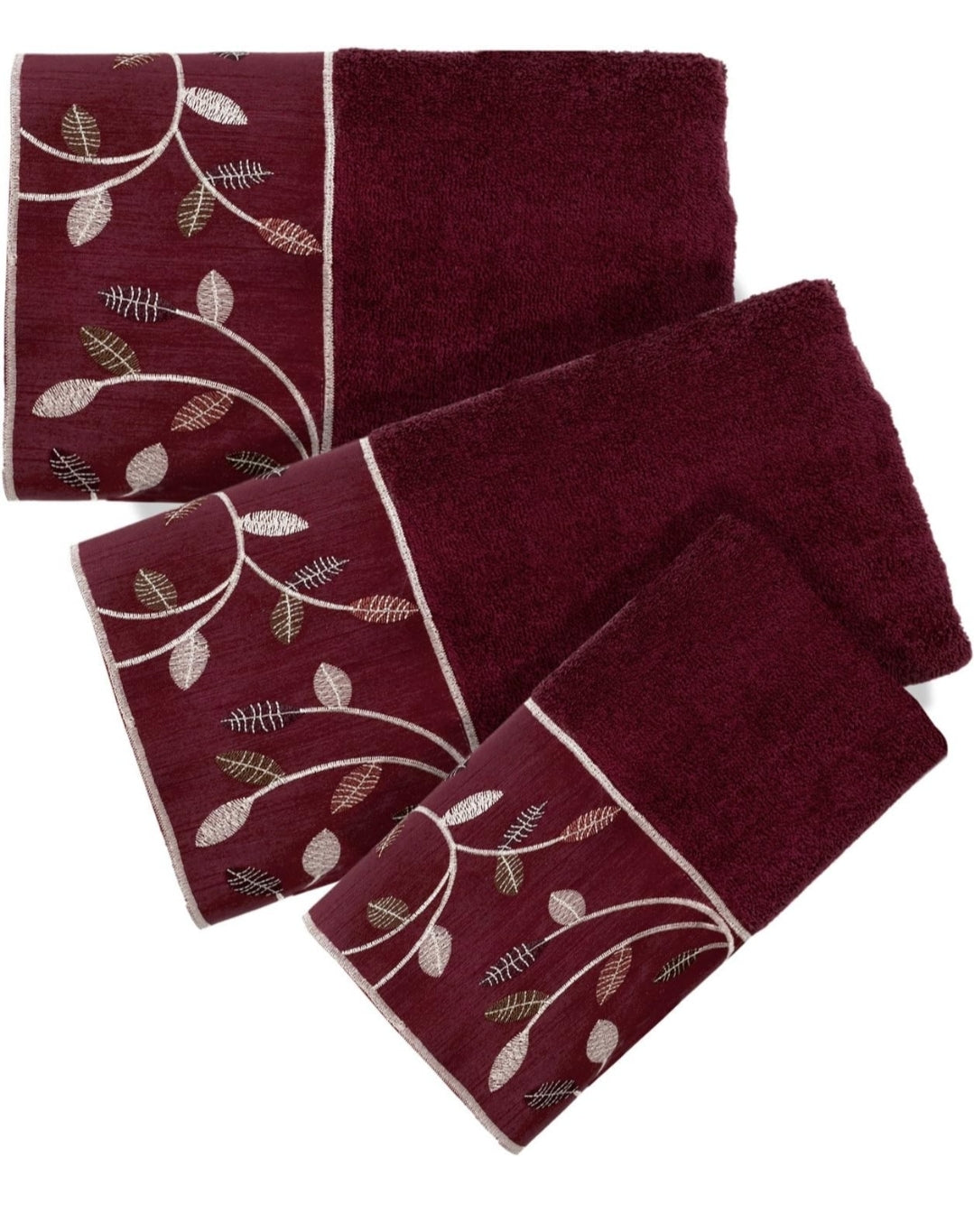 Popular Bath  Aubury, Towel Set 3 piezas, Burgundy