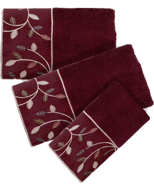 Popular Bath  Aubury, Towel Set 3 piezas, Burgundy