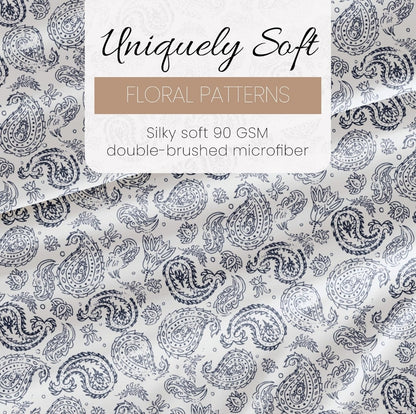 Linen Market 4 Piece King Sheet Set - Breathable, Double-Brushed Patterned Cooling Sheets – Coarse Paisley Navy, Juego de 4 Piezas, Blanco con Diseño Azul, King