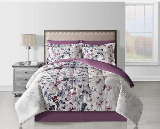Fairfield Square Hom3 Collection Monica Comforter Set, Morado, 6 Piezas, Twin