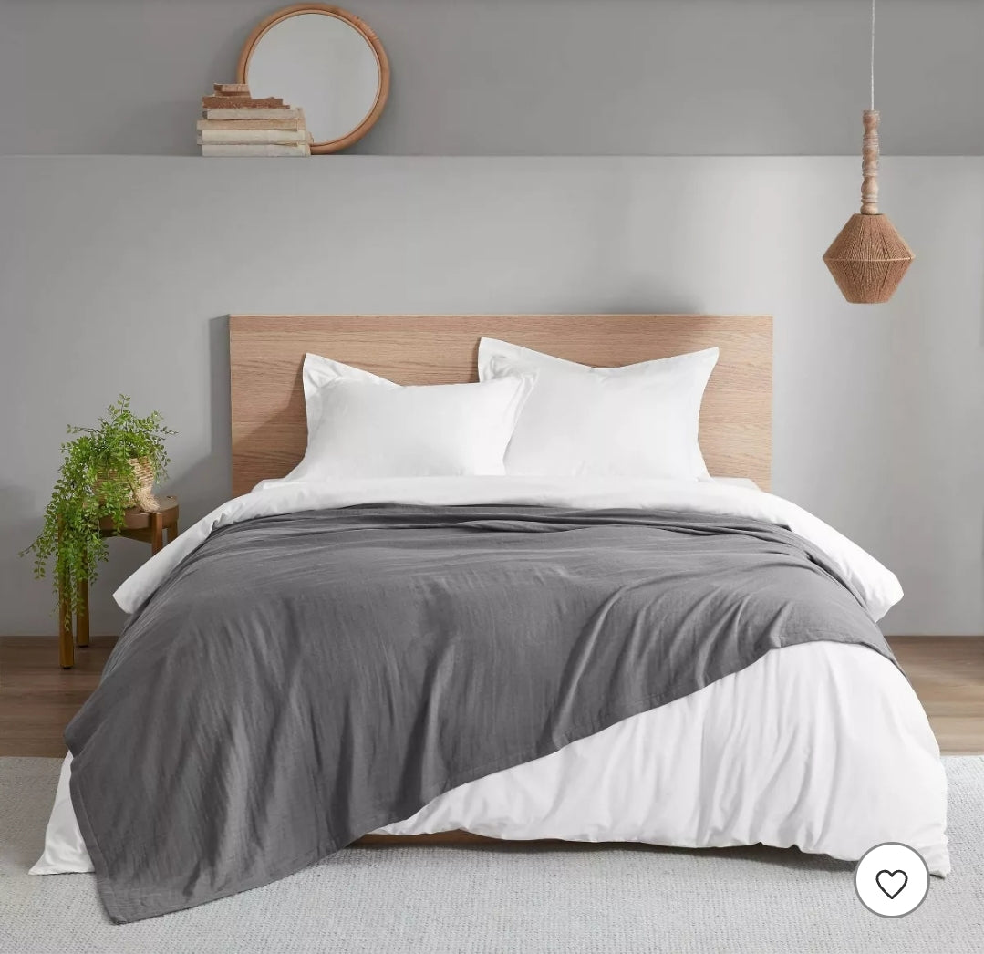 100% Cotton Gauze Bed Blanket - Clean Spaces, 1 cobija, Gris, Queen
