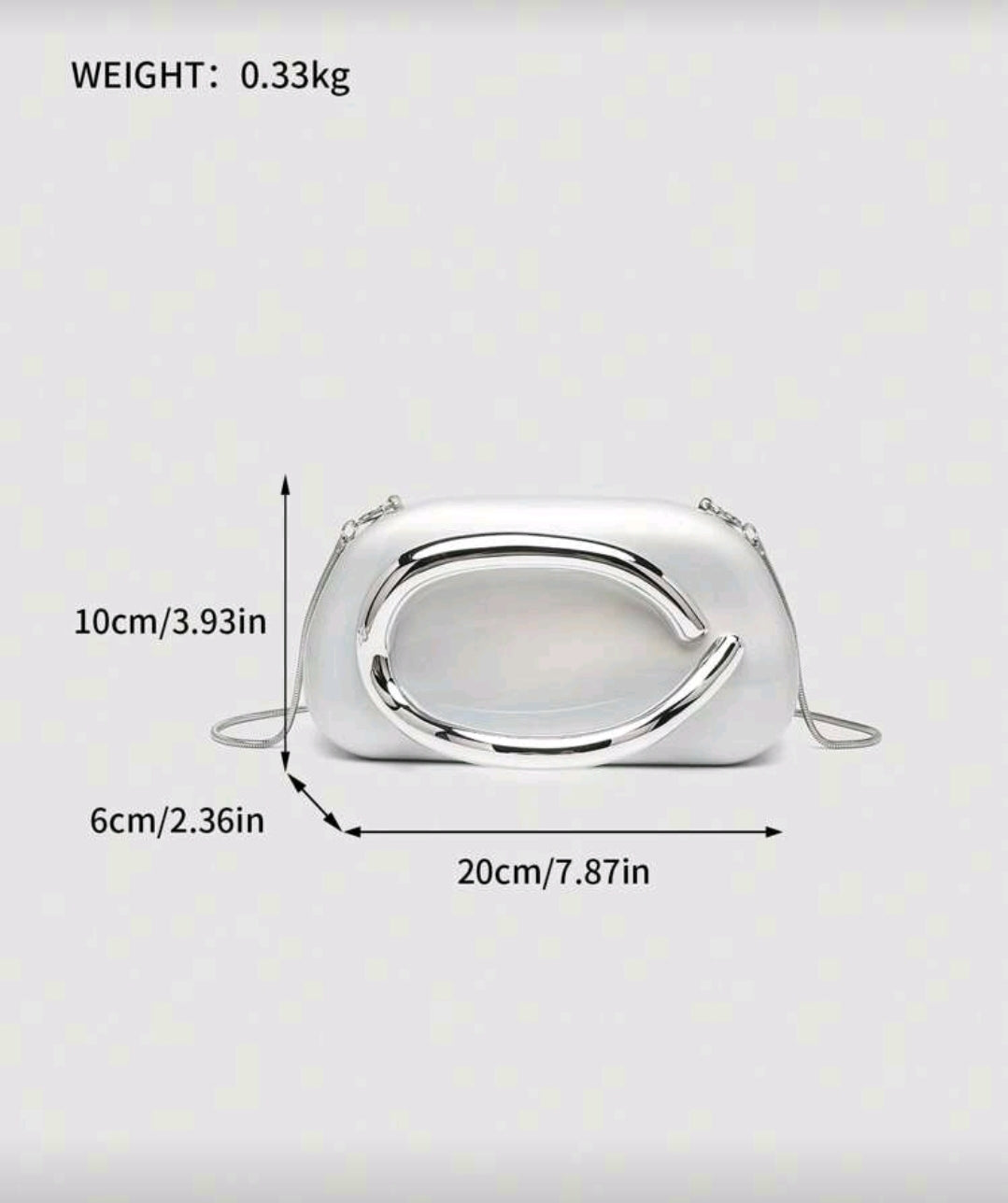 Cartera Plateada Estilo Clutch de Acrílico