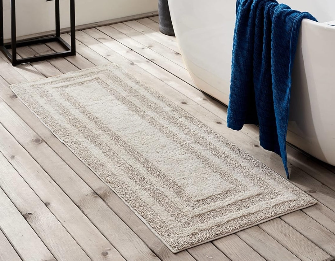 Eddie Bauer Logan Bathroom Rug Runner Cotton 60" x 22", 1 Alfombra de Baño, Gris