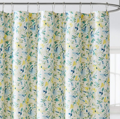 Laura Ashley Home - Shower Curtain, Stylish Cotton Bathroom Decor, Elegant Floral Home Decor (Nora Blue, 72" x 72"), 1 Cortina de Baño