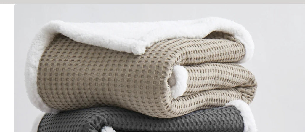 Levtex Home Mills Waffle Sherpa Throw, Café Claro, 1 Cobija 50"x60"