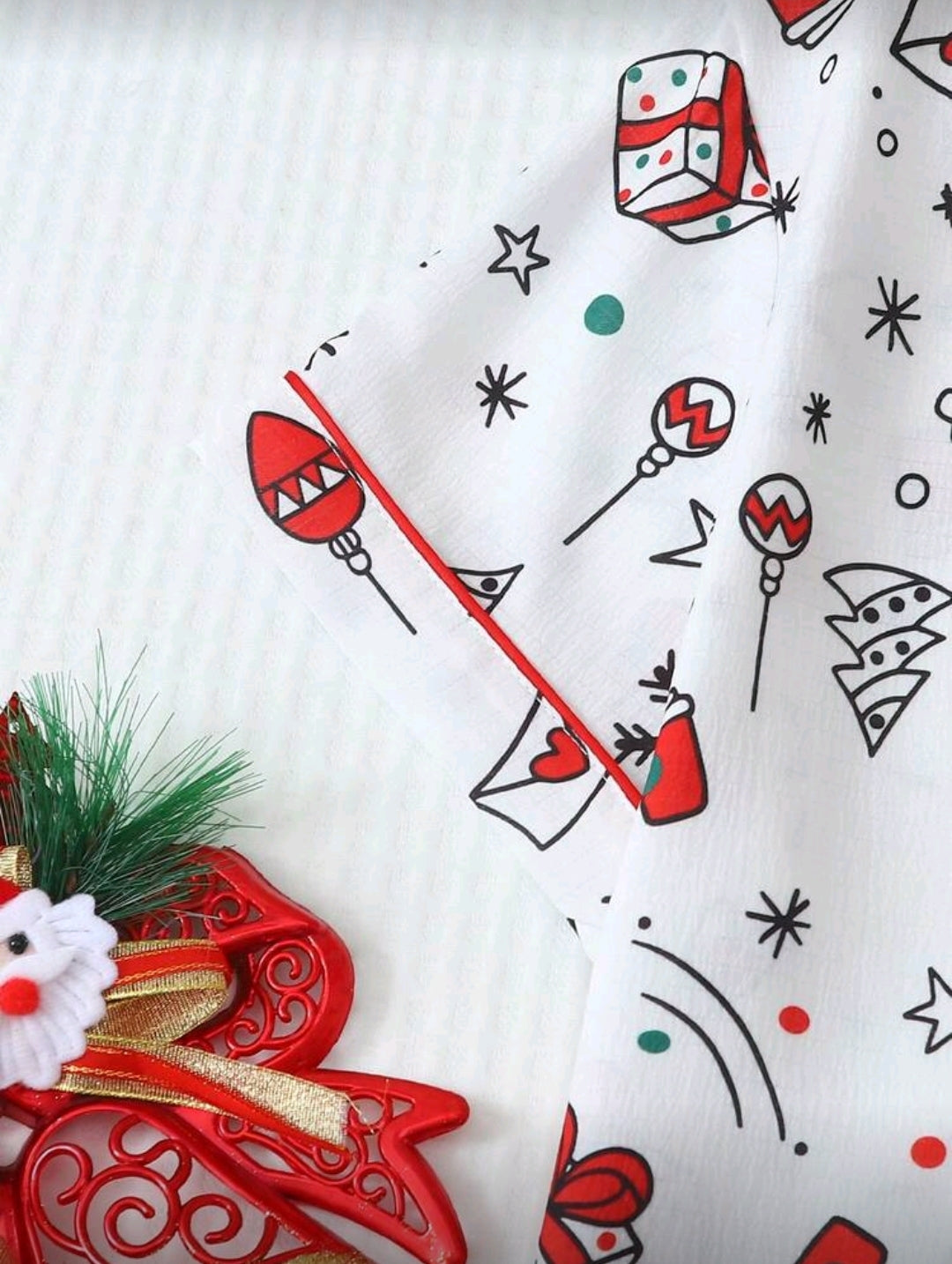 Conjunto de Pijama Navideña Blanca para mujer