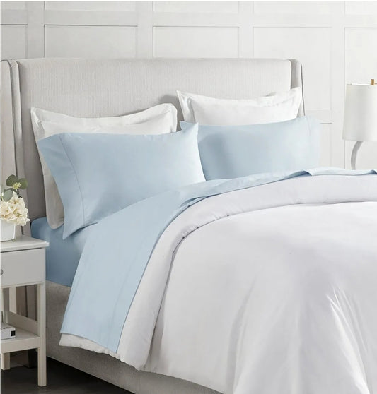 Madison Park Cotton Sheet Set, Soft & Breathable 500TC Egyptian Cotton Sheets, All Seaons Elastic Deep Pockect Sheet Set, Lightweighted 100% Egyptian Bed Sheets, King, 4 Piezas, Azul
