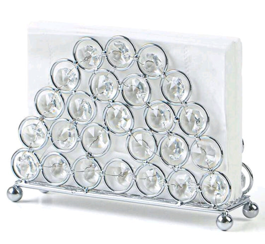 Portaservilletas plateado de metal con cristal