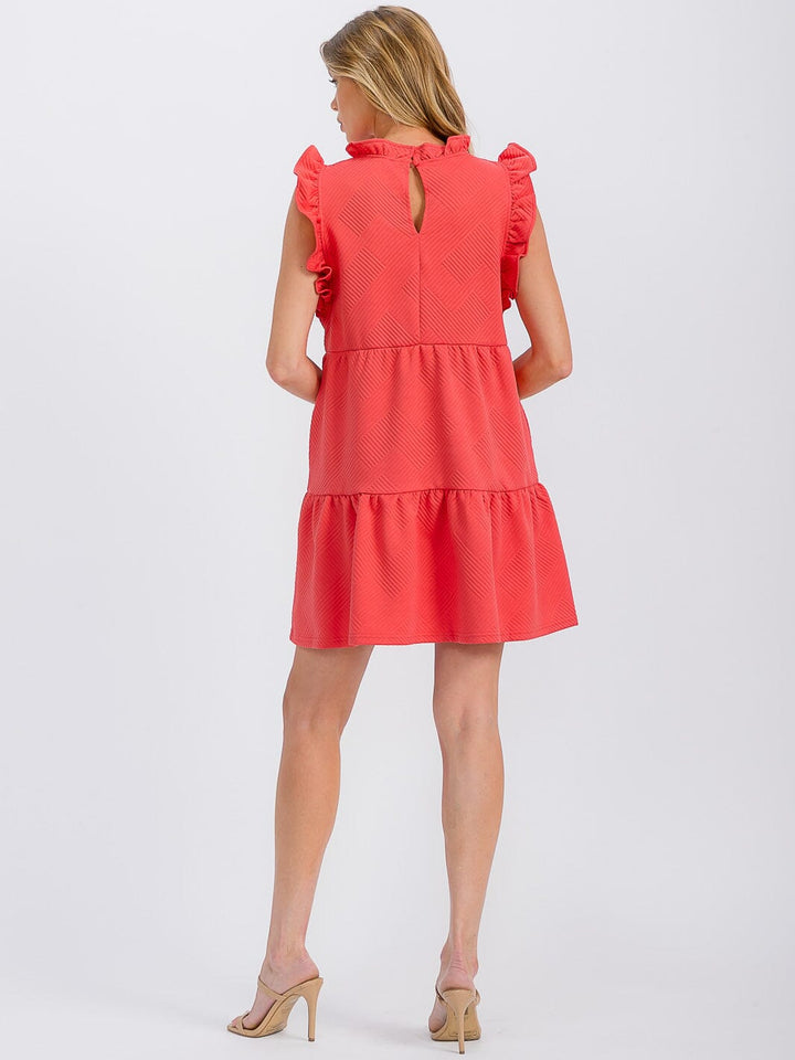 Vestido corto salmón con bolsillos