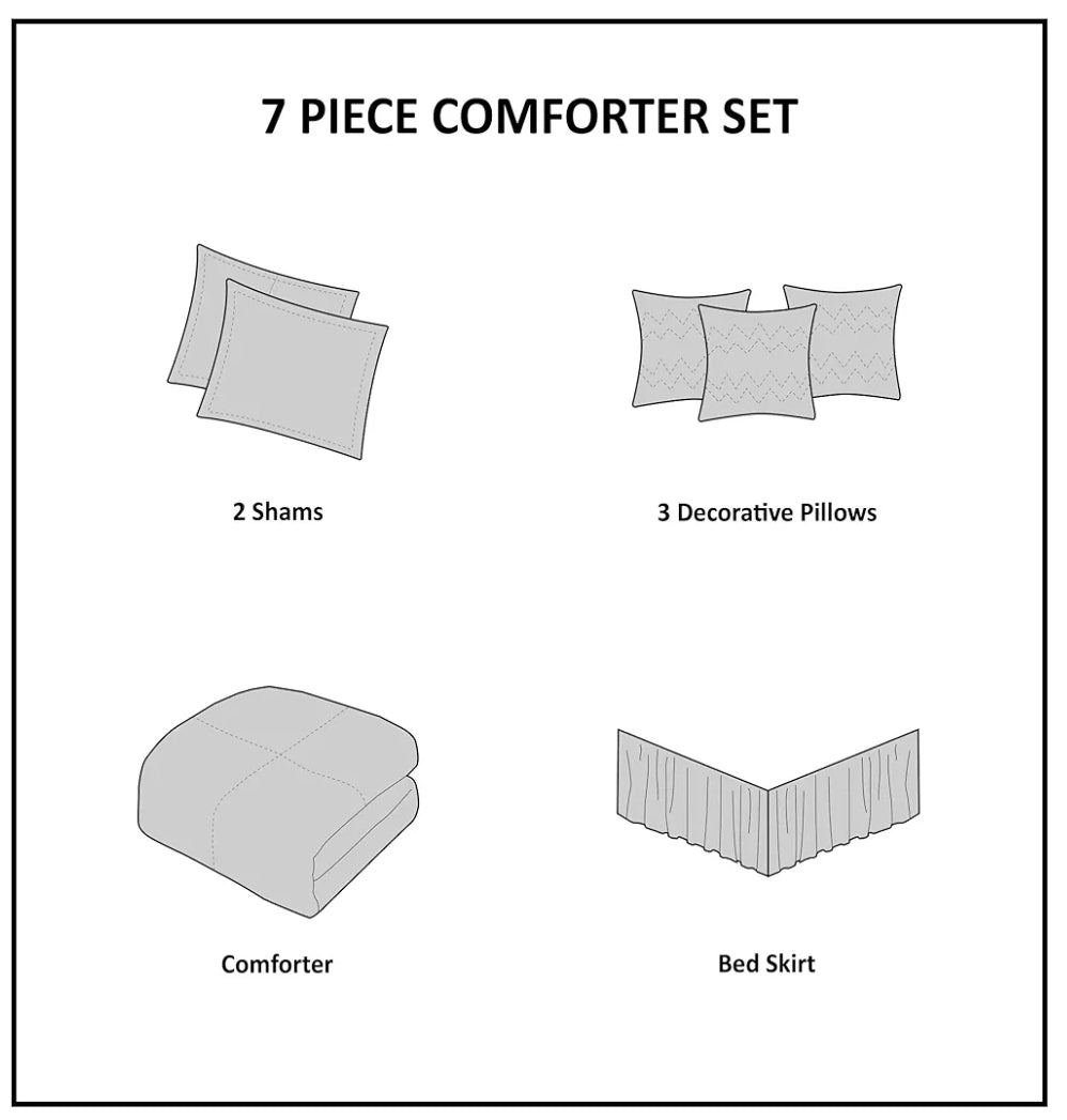 Madison Park Laurel Cozy Comforter Set - 7 Piece, King, Gris