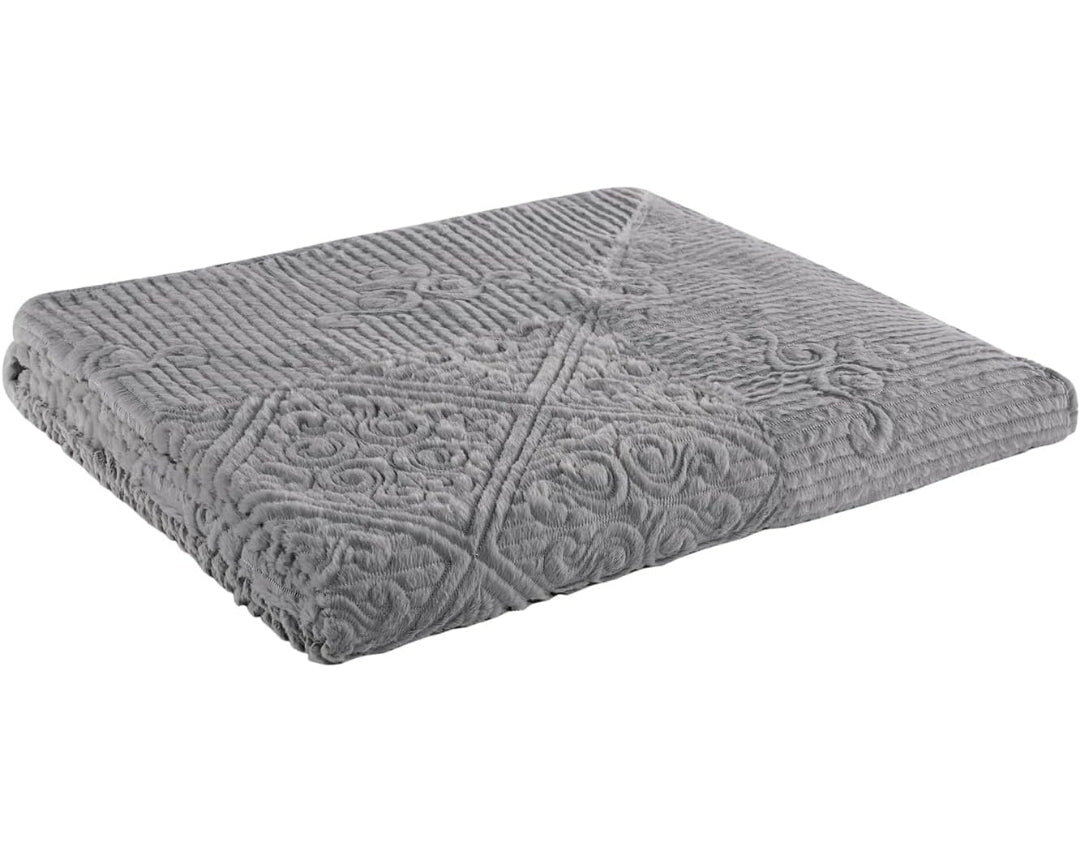VCNY Home - Quilt Set, Cozy Plush Bedding with Matching Sham, Elegant Room Decor, 3 Piezas Gris, King