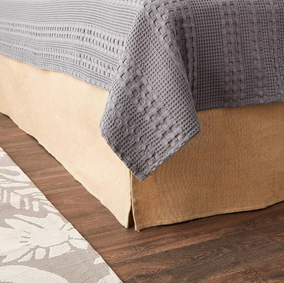 Greenland Home Burlap Bed Skirt, Natural, Falda para Cama, Queen