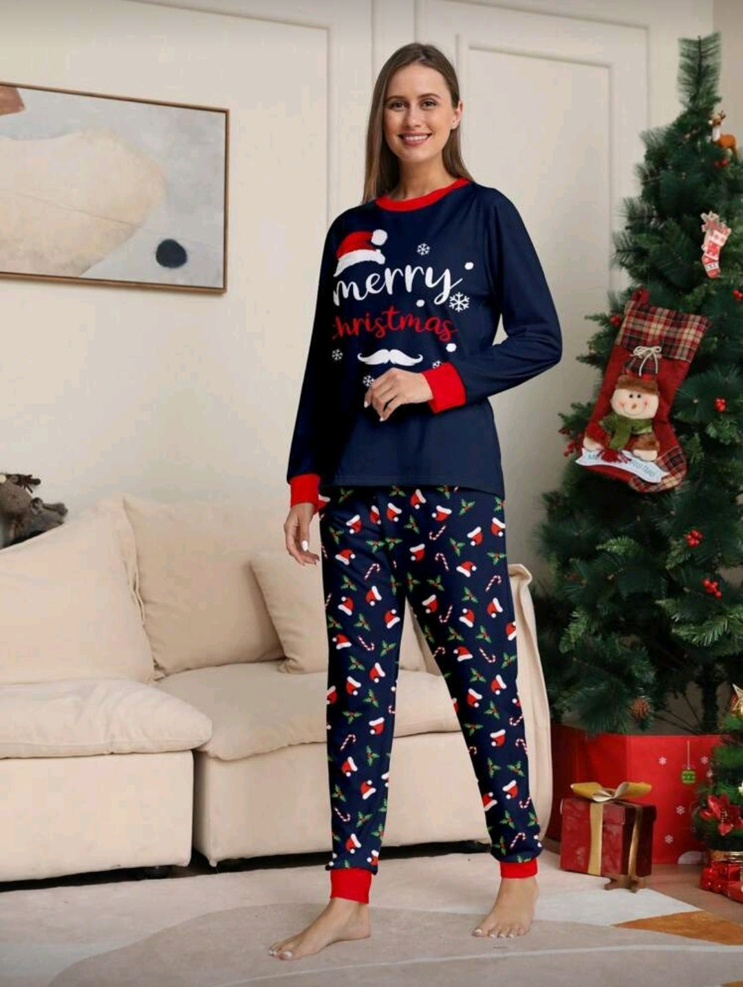 Set de Pijama azul con diseño "Merry Christmas"