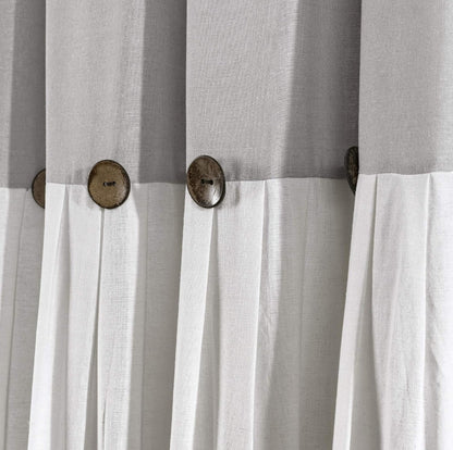 Lush Decor Linen Button Shower Curtain, 72" W x 72" L, Gray & Off White - Gray Shower Curtain Fabric - 1 cortina de baño, Blanco/Gris
