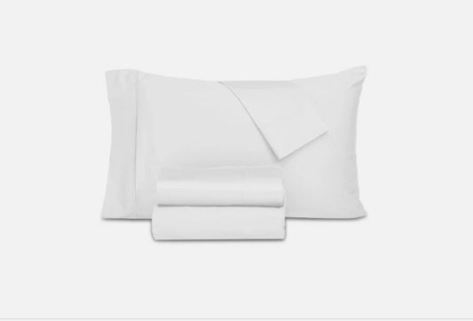 EVERYDAY HOME by Trident 100% ORGANIC COTTON SHEET SET 4 Piezas, Blanco, Queen